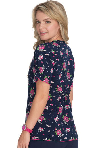 Clearance Women's Canola Love and More Kisses Print Scrub Top