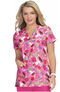 Clearance Women's Bell Floral Garden Puppy Print Scrub Top, , large