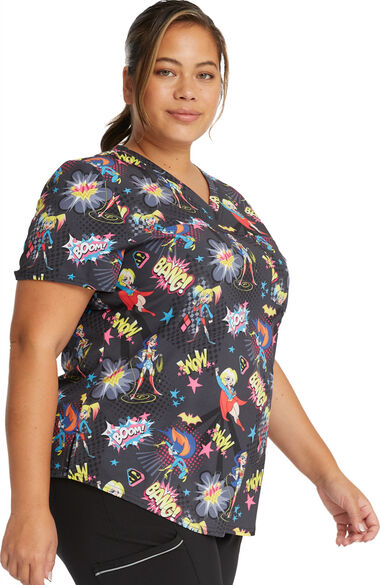 Clearance Women's Girls Have The Power Print Scrub Top, , large