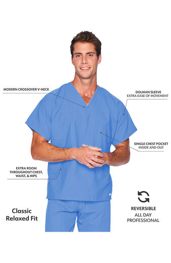 Clearance Unisex Reversible V-Neck Classic Fit Solid Scrub Top