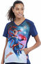 Clearance Women's Captain Marvel Print Scrub Top, , large