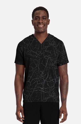 Men's Crackle Black Print Scrub Top Men's Crackle Black Print Scrub Top