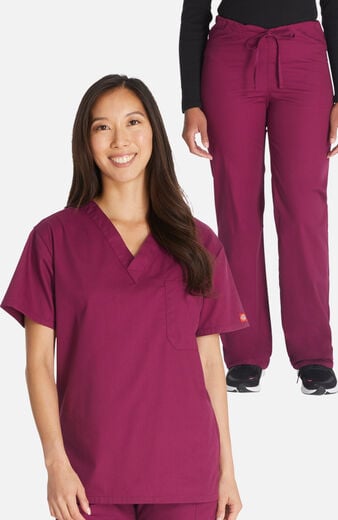 Unisex Scrub Set: V-Neck Top & Drawstring Pant Unisex Scrub Set: V-Neck Top & Drawstring Pant