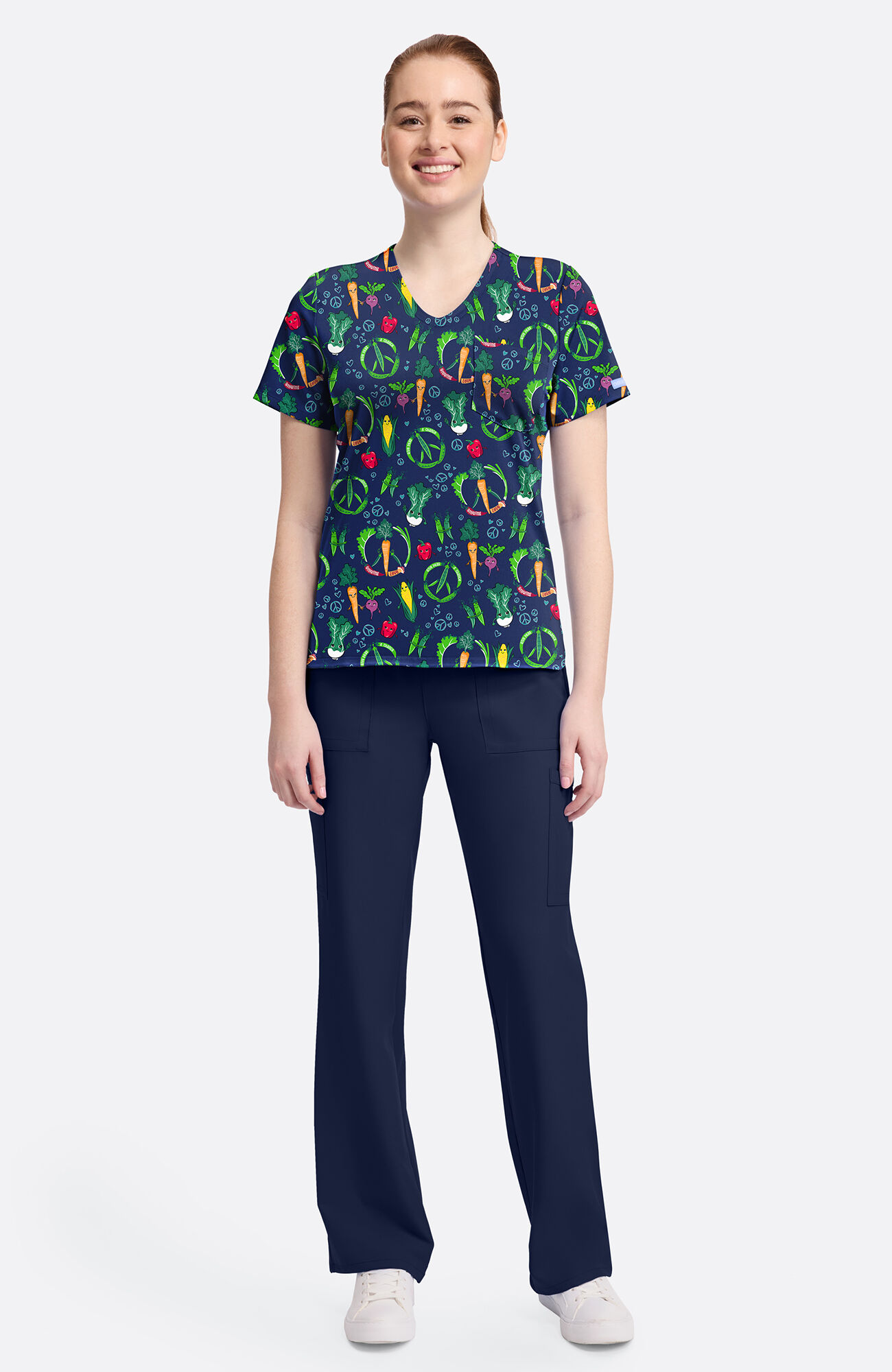 Women's Growing Love Print Scrub Top