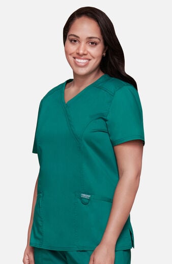 Women's Shaped 3-Pocket Mock Wrap Scrub Top Women's Shaped 3-Pocket Mock Wrap Scrub Top