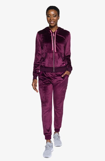 Women's Velour Zip Front Scrub Hoodie Women's Velour Zip Front Scrub Hoodie