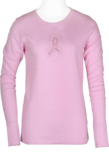 Women's Bling Ribbon Long Sleeve Thermal T-Shirt, , large
