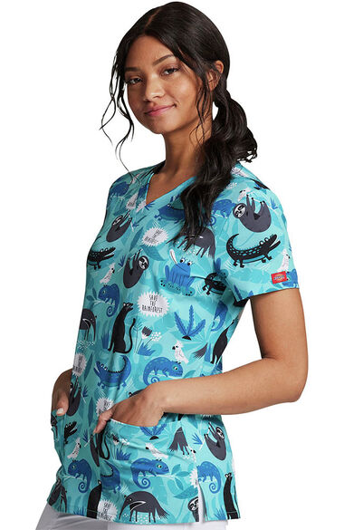 Clearance Women's Save The Rainforest Print Scrub Top, , large