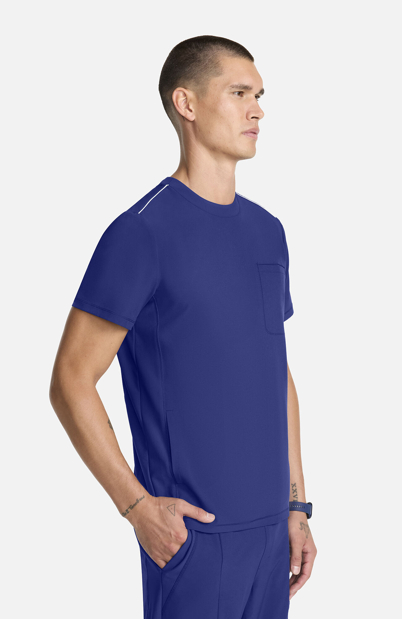 Men's Tuck-In Crew Neck Scrub Top, NAV Navy | navy, large