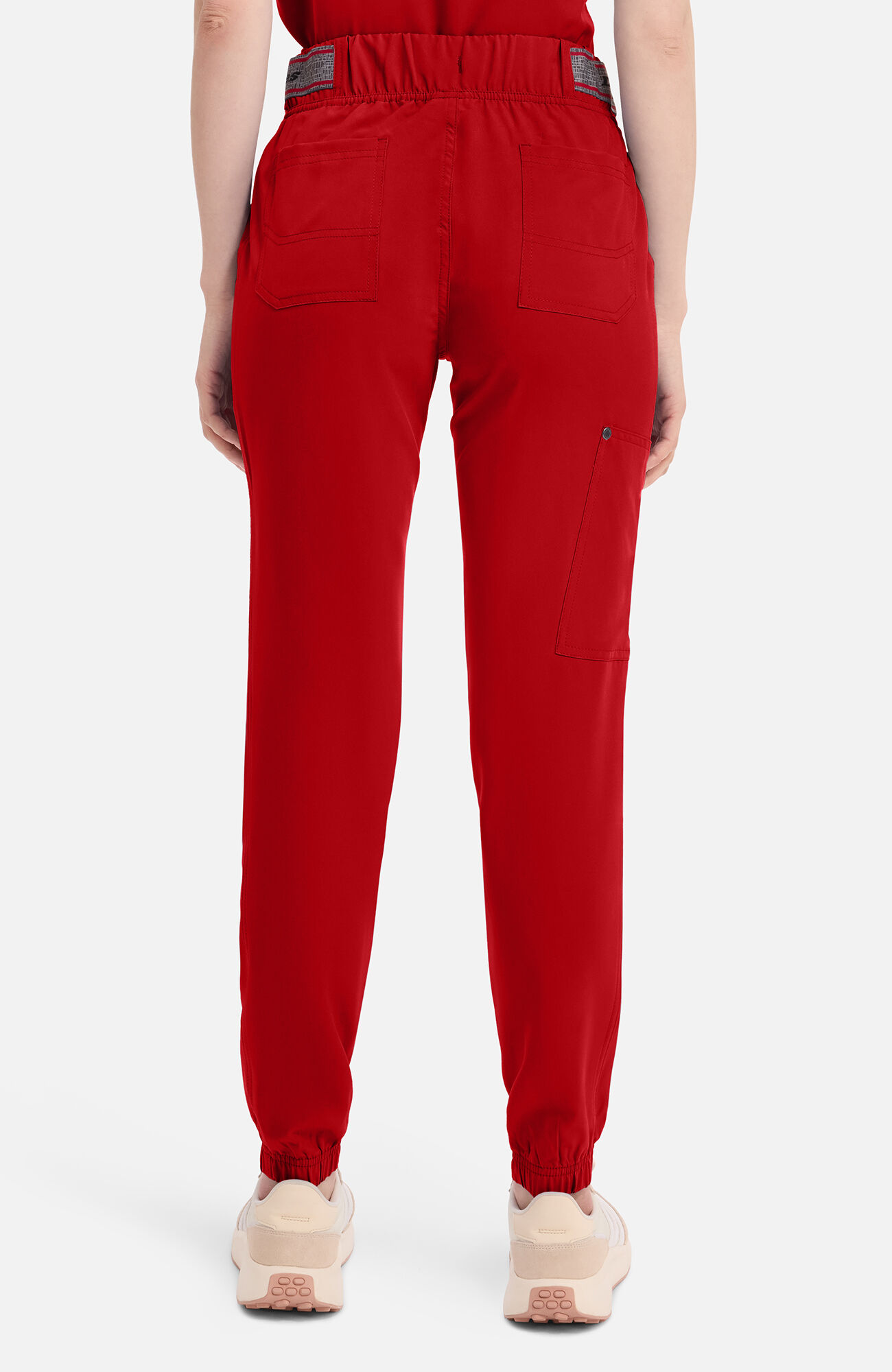 Women's Logo Waistband 5-Pocket Jogger Scrub Pant, RED Red | red, large