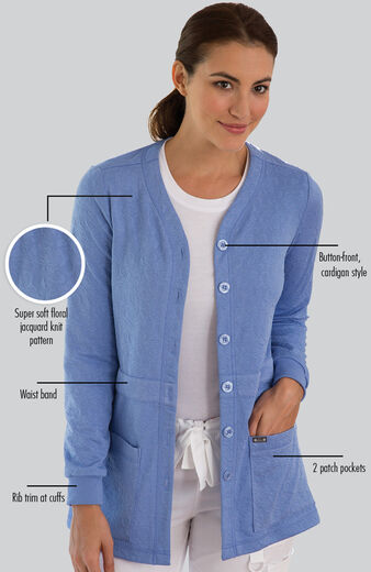 Clearance Women's Claire Button Front Solid Cardigan Scrub Jacket