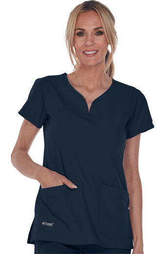Women's Notch Neck Solid Scrub Top, Women's Notch Neck Solid Scrub Top