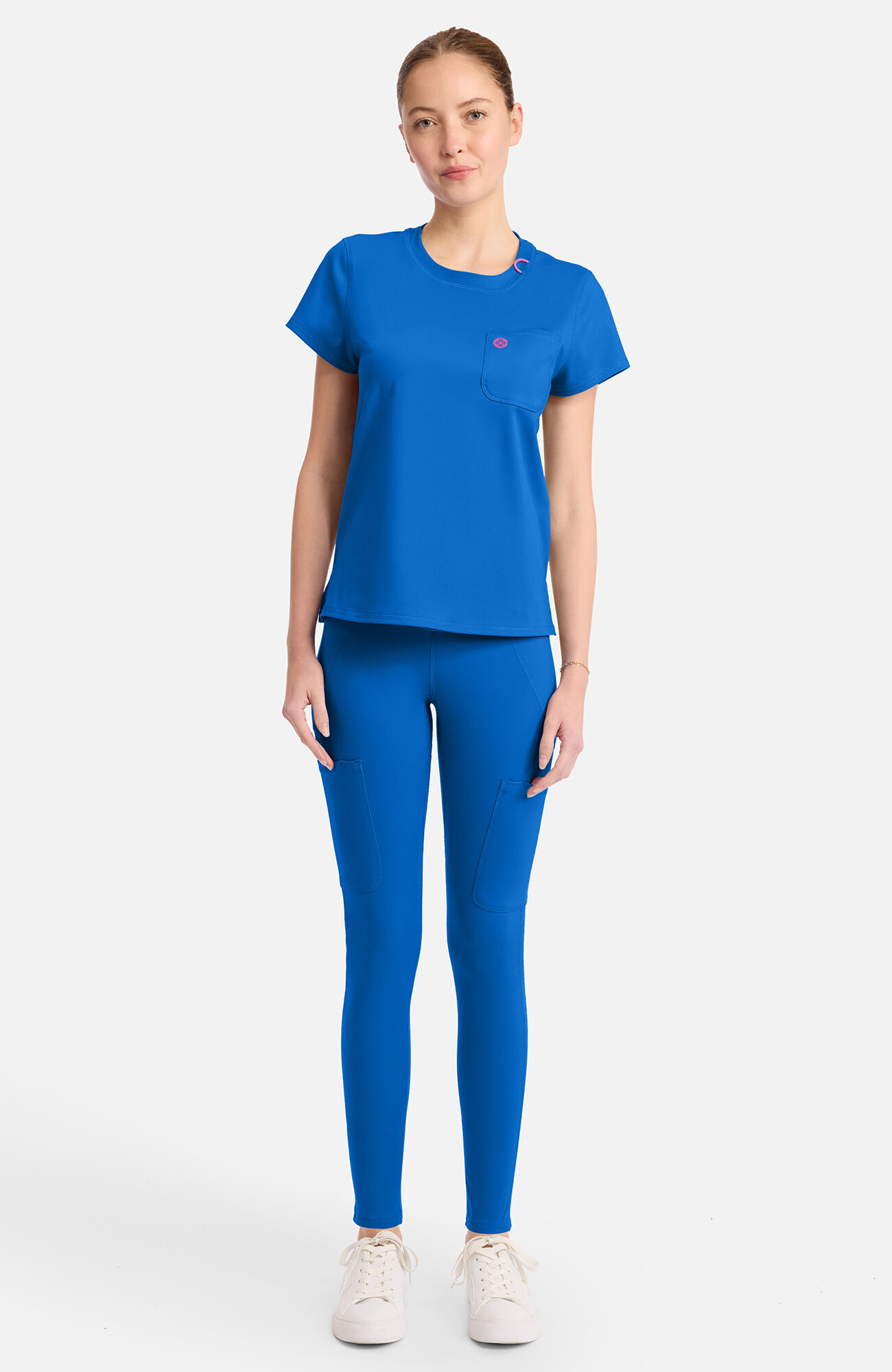 Women's Knit 2-Pocket Crew Neck Scrub Top