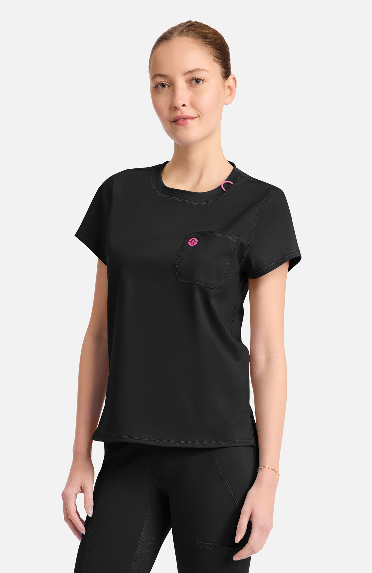 Women's Knit 2-Pocket Crew Neck Scrub Top , , large