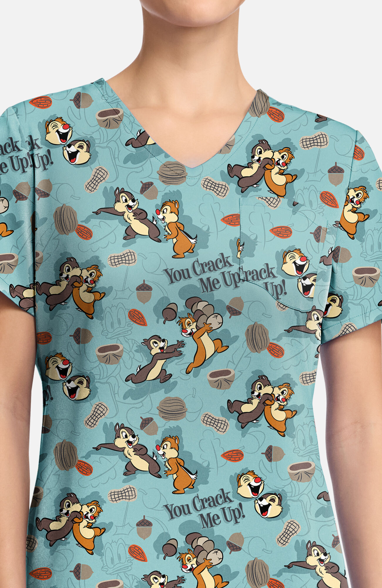 Women's Crack Me Up Print Scrub Top, , large