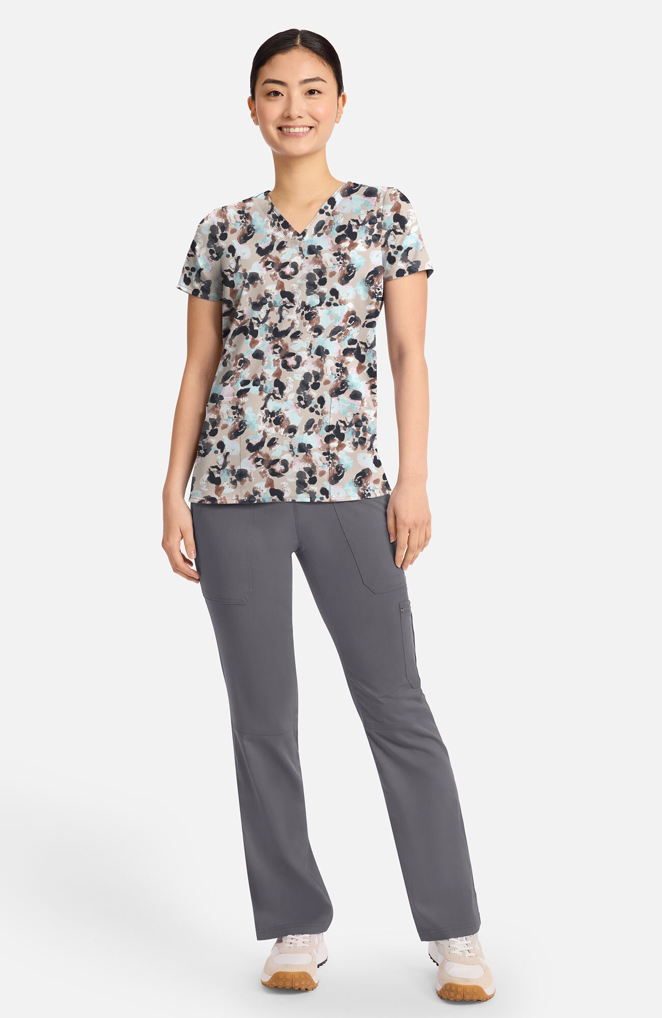 Women's Amanda Abstract Cheetah Print Scrub Top