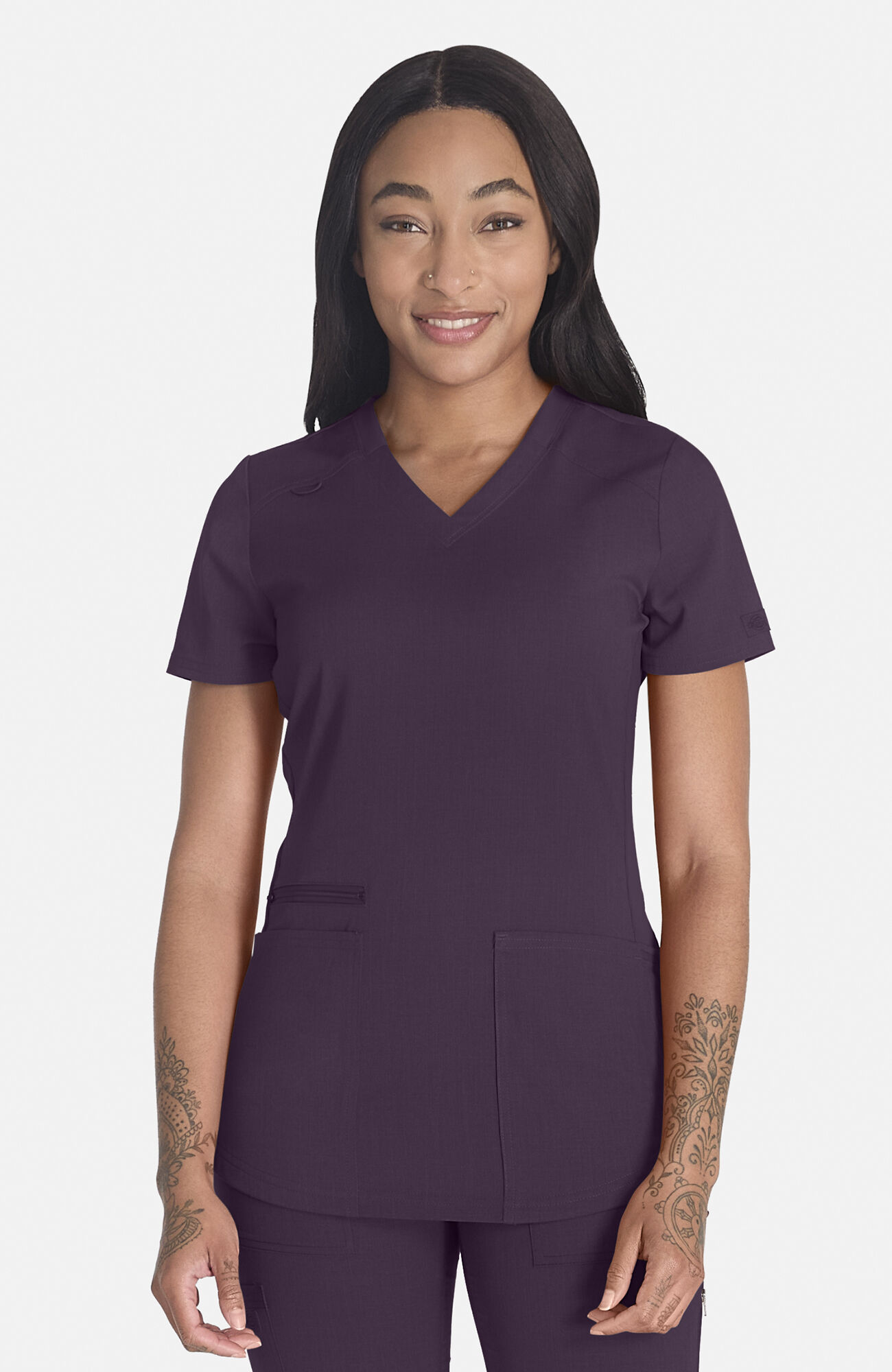 Women's 5-Pocket V-Neck Scrub Top, DEE Deep Amethyst | purple, large