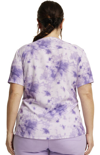 Women's Tonal Tie Dye Lavender Print Scrub Top