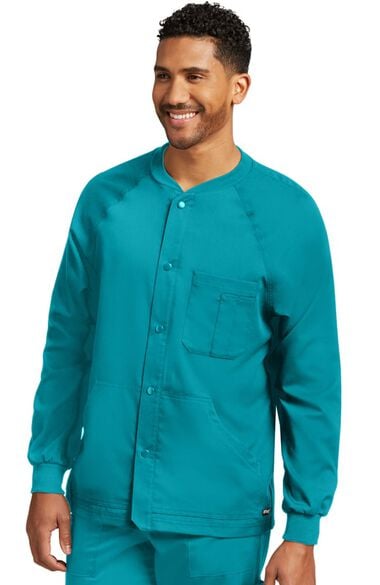 Clearance Men's Snap Front Raglan Sleeve Solid Scrub Jacket, , large