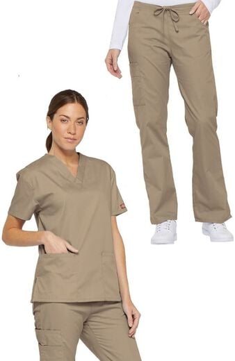 Women's Scrub Set: Core 3-Pocket V-Neck Top & Mid Rise Drawstring Cargo Pant Women's Scrub Set: Core 3-Pocket V-Neck Top & Mid Rise Drawstring Cargo Pant