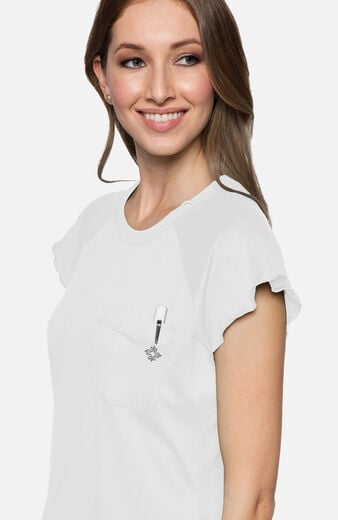 Women's Knit Lettuce-Edged Scrub Top Women's Knit Lettuce-Edged Scrub Top