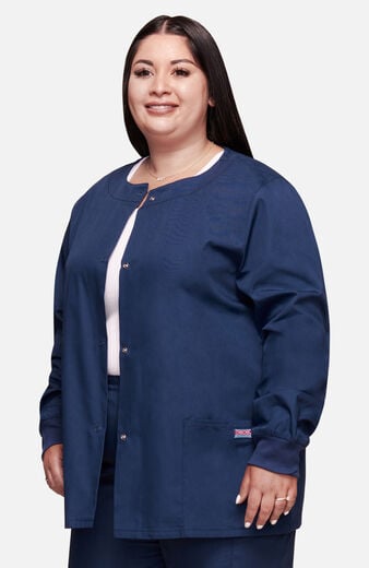 Women's Snap Front Solid Scrub Jacket