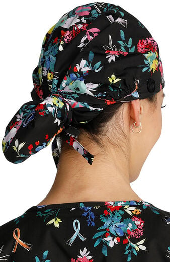 Women's Hopeful Bouquets Print Bouffant Scrub Hat