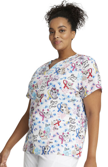 Clearance Women's Paws For A Cause Print Scrub Top, , large
