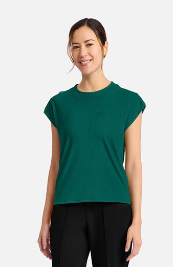 Women's Tuck-In Chest Pocket Crew Neck Scrub Top Women's Tuck-In Chest Pocket Crew Neck Scrub Top