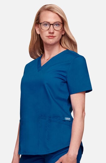 Women's 4-Pocket Shirttail V-Neck Scrub Top Women's 4-Pocket Shirttail V-Neck Scrub Top
