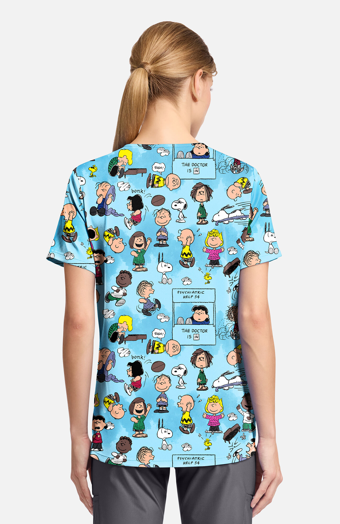 Women's Goodness And Grief Print Scrub Top, , large