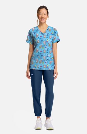 Women's Hula Party Print Scrub Top Women's Hula Party Print Scrub Top