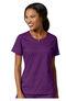 Women's Notched Neck Solid Scrub Top, , large