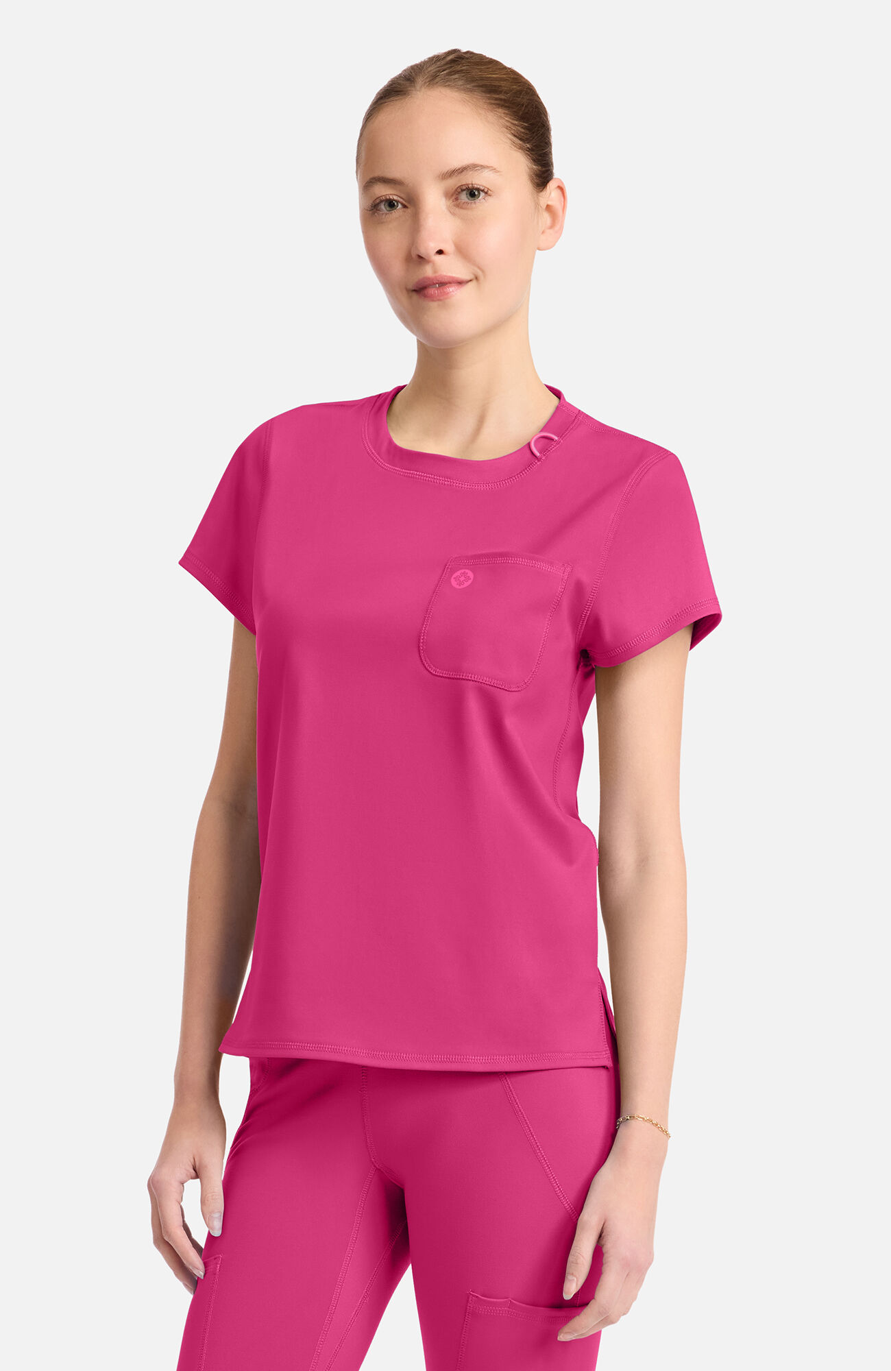 Women's Knit 2-Pocket Crew Neck Scrub Top , , large