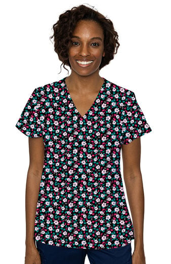 Clearance Women's Vicky Animal Floral Print Scrub Top