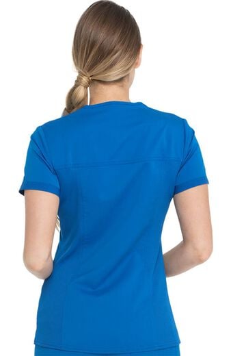Women's V-Neck Rib Knit Panel Solid Scrub Top Women's V-Neck Rib Knit Panel Solid Scrub Top