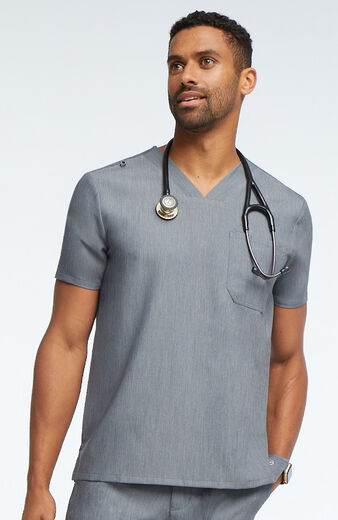 Men's Single Pocket Solid Scrub Top, Men's Single Pocket Solid Scrub Top