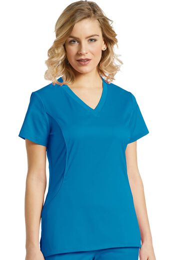 Clearance Women's V-Neck Stretch Side Solid Scrub Top