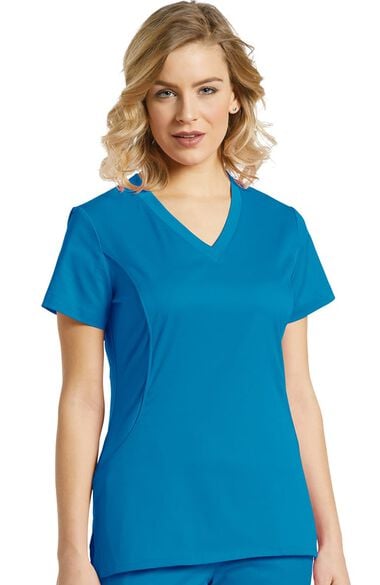 Clearance Women's V-Neck Stretch Side Solid Scrub Top, , large