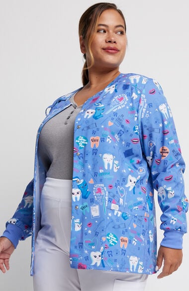 Clearance Women's Fillings For You Print Scrub Jacket, , large