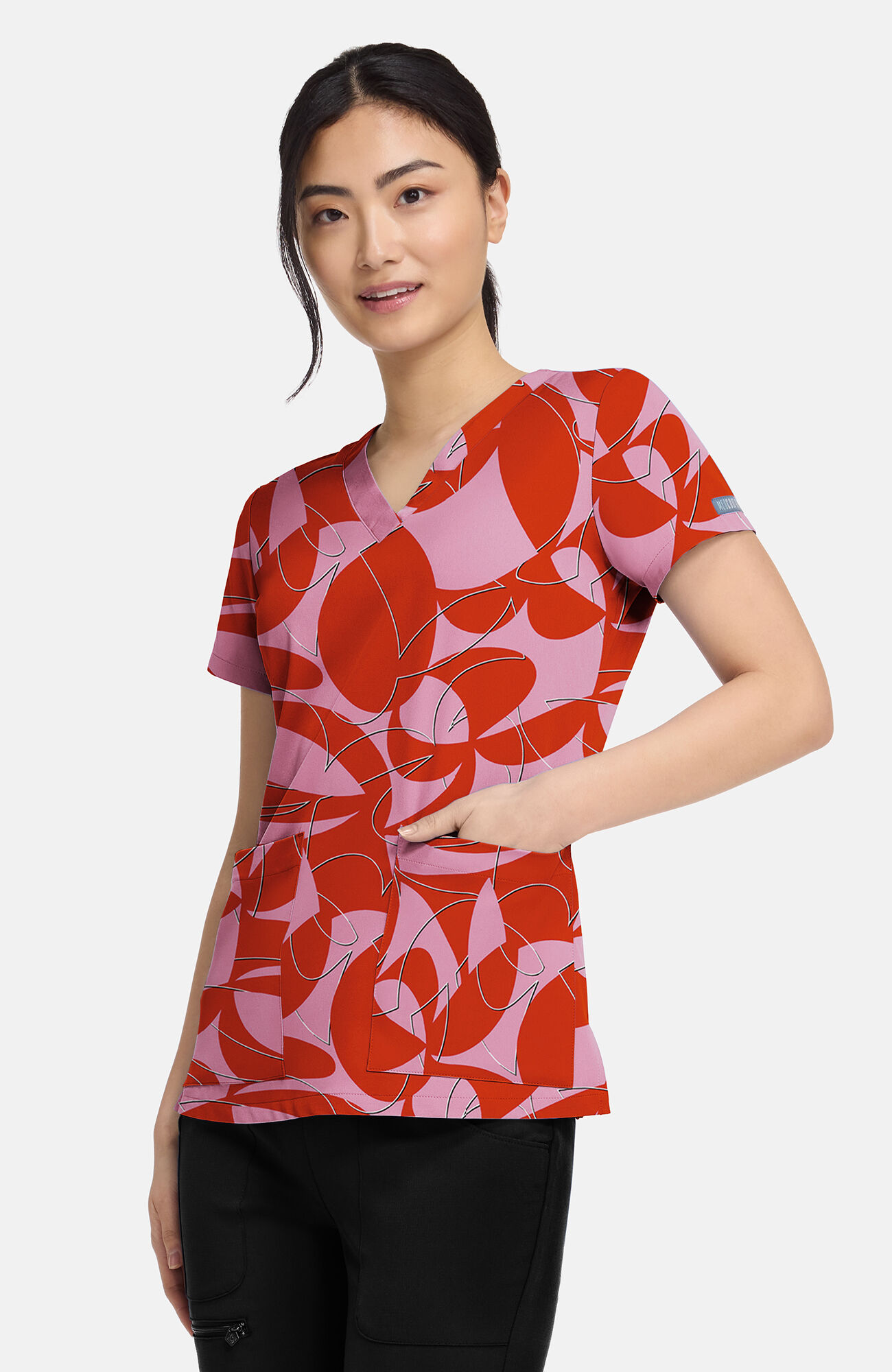 Women's Vicky Hopscotch Print Scrub Top, , large