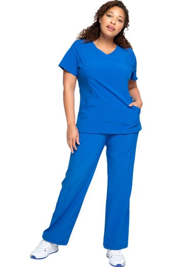 Women's Scrub set: 4-Pocket Knit Panel Mock Wrap Top & Rib Knit Drawstring Waist Pant Women's Scrub set: 4-Pocket Knit Panel Mock Wrap Top & Rib Knit Drawstring Waist Pant