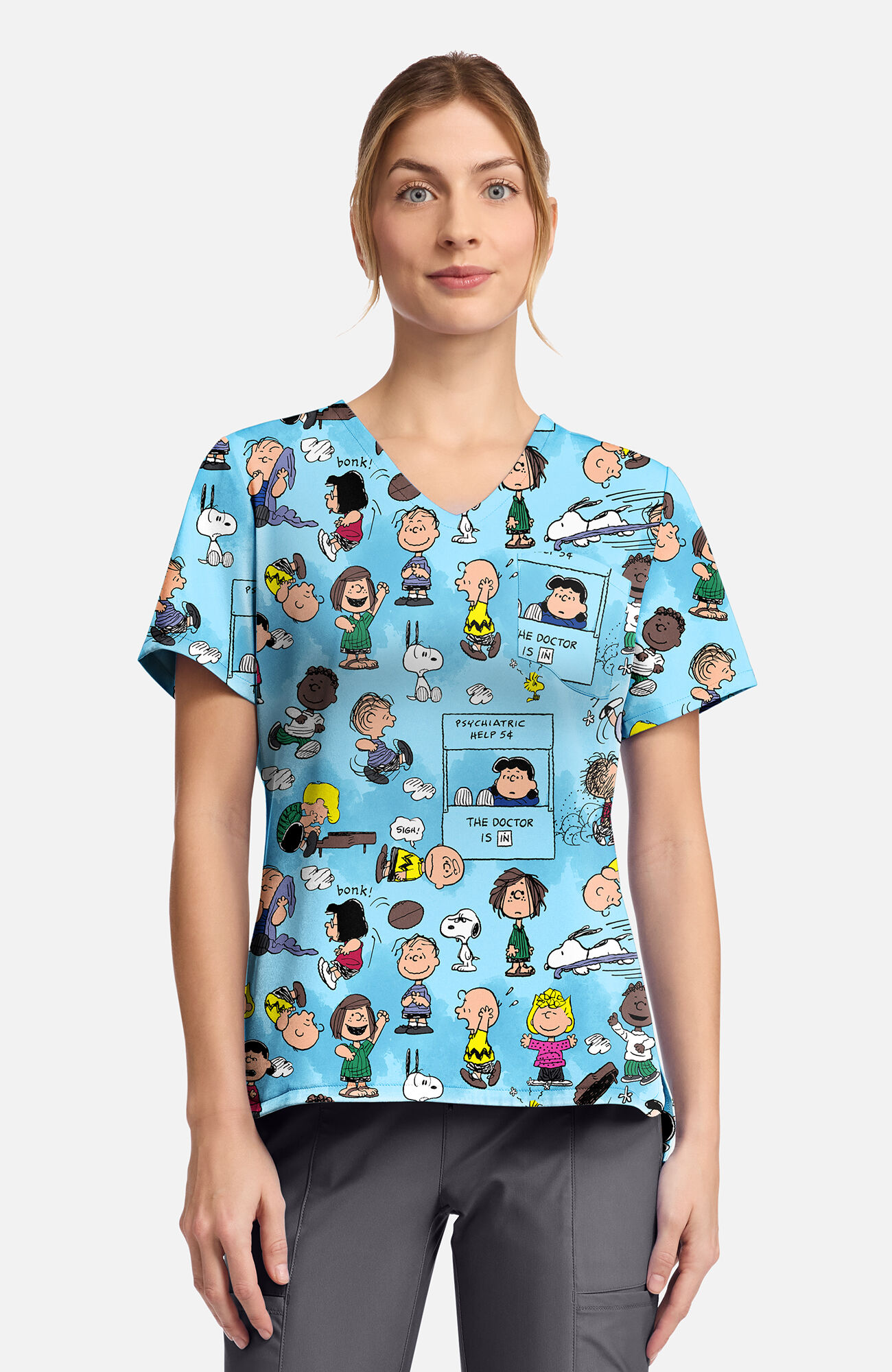 Women's Goodness And Grief Print Scrub Top