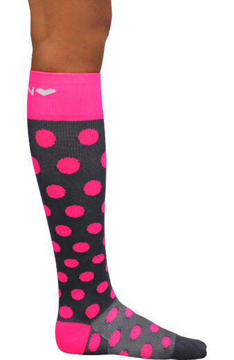 About The Nurse Women's Knee High 20-30 MmHg Polka Pink Print Compression Sock