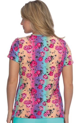 Clearance Women's Bell Valley Rose Ombre Print Scrub Top