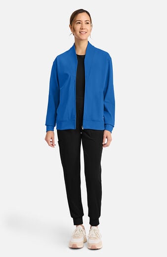 Women's 2-Pocket Shawl Collar Warm Up Scrub Jacket Women's 2-Pocket Shawl Collar Warm Up Scrub Jacket