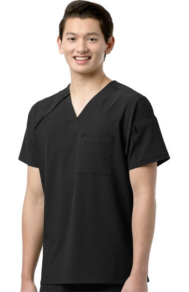 Men's Angled Solid Scrub Top, , large