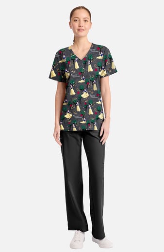 Women's Snow White Sending Kindness Print Scrub Top Women's Snow White Sending Kindness Print Scrub Top