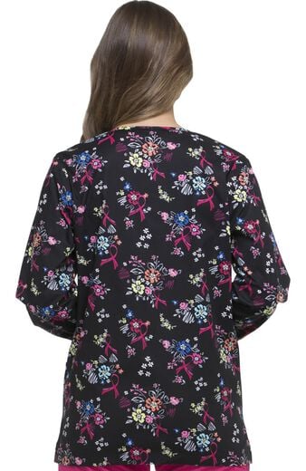 Clearance Women's Snap Front Warm-Up Floral Print Scrub Jacket