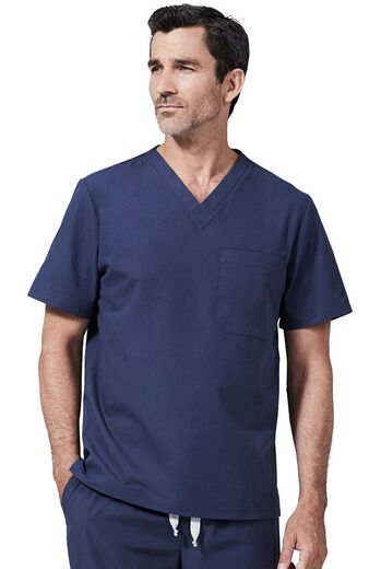 Men's V-Neck Chest Pocket Solid Scrub Top, Men's V-Neck Chest Pocket Solid Scrub Top